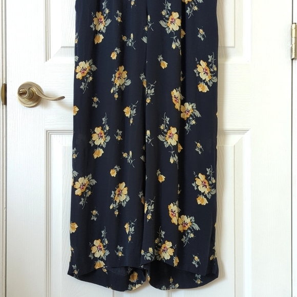 Abercrombie & Fitch Floral Tied Back Cropped Straight Wide Leg Jumpsuit Navy M - Picture 10 of 15